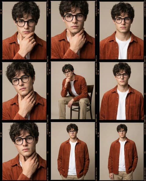 A high-fidelity studio portrait session featuring a young...